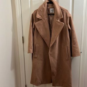 A&F petite camel wrap coat